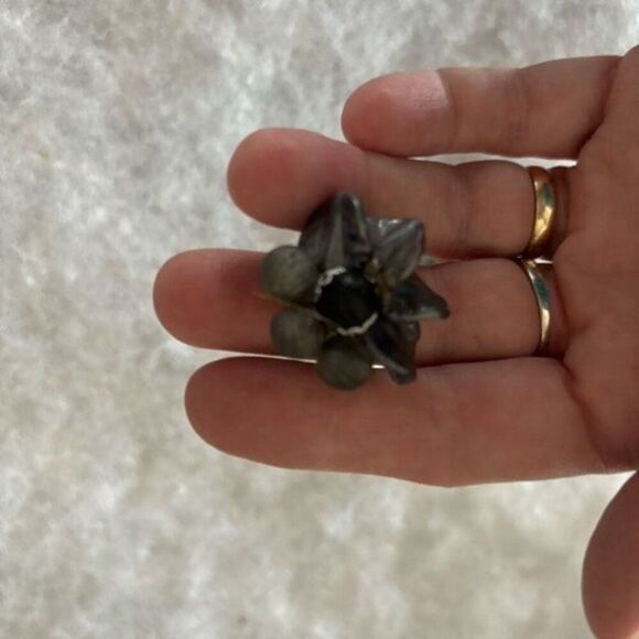 Black & Gray Flower Clip On Earrings West Germany - Picture 3 of 4